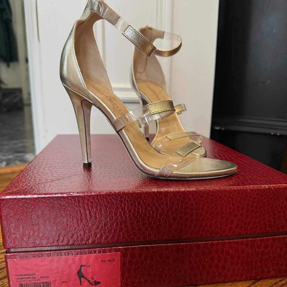 Tamara Mellon Frontline Heels 36.5 Platino gold